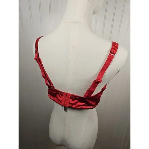 Adore Me Red Satin Gynger Lined Bra Women's Size 1X - Picture 4 of 9